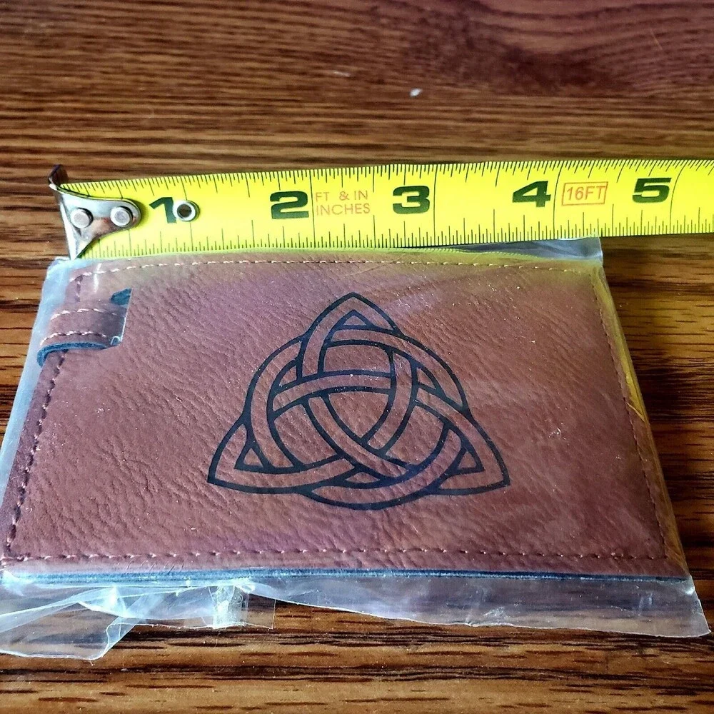 Celtic Circle Knot Luggage Tag Rawhide Leather Bag Location Charm With Buckle